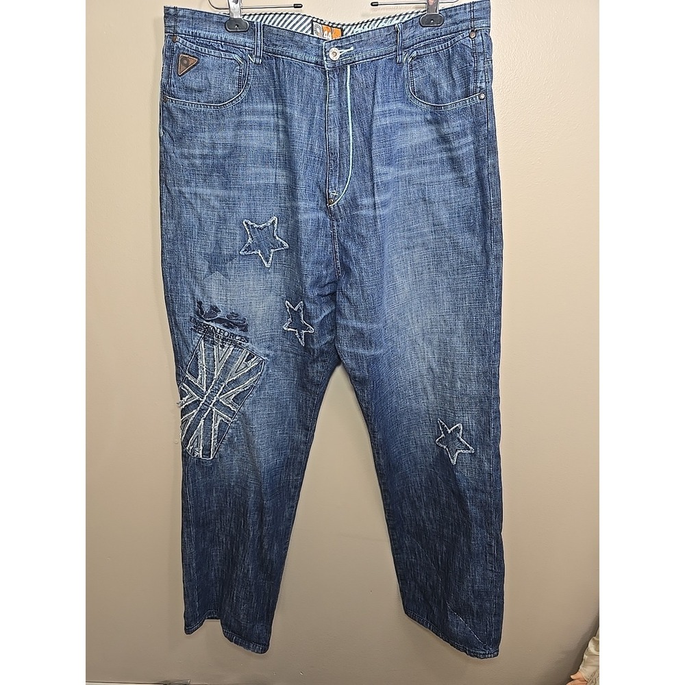 Vintage‎ Akademiks Unseen Forces Jeans Men's 44x36 Y2K Baggy Union Jack Patch